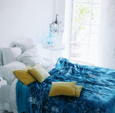 Bed-with-Blue-Cover