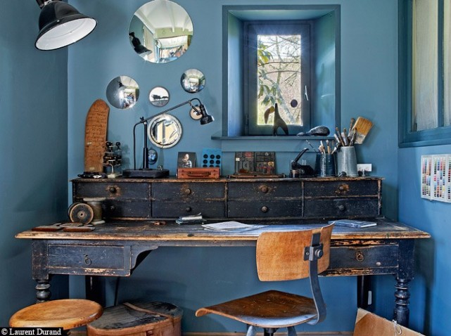Blue Vintage Recycled Office Interiors By Color