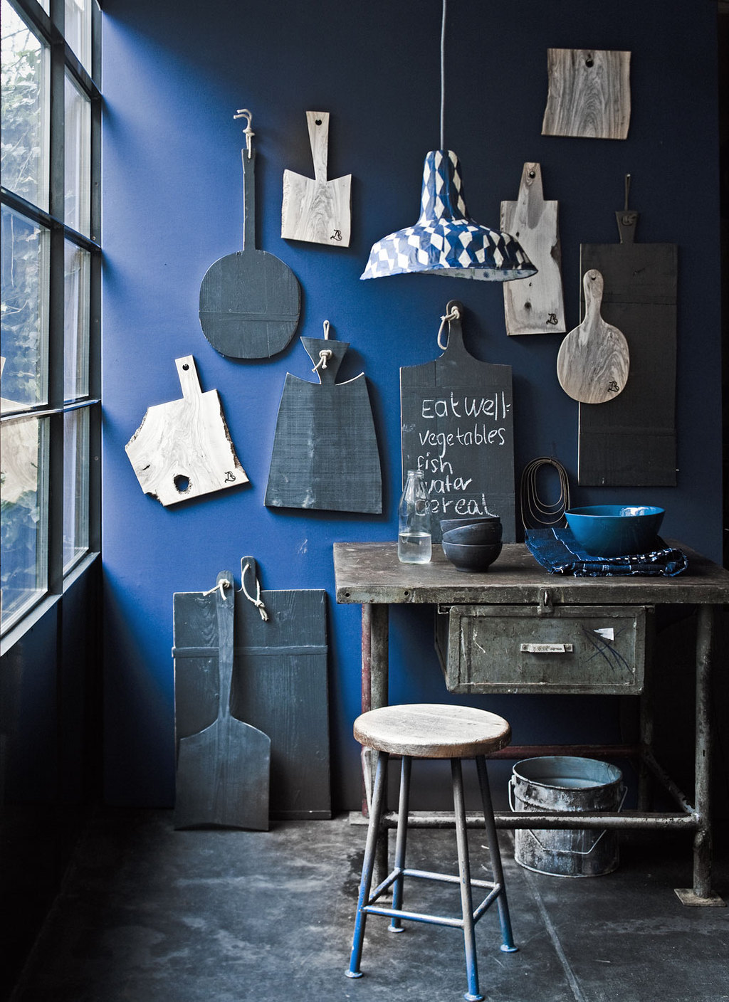cool blue kitchen wall