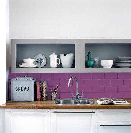 purple tile kitchen