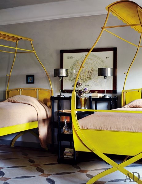 bed scissor yellow antique bedroom