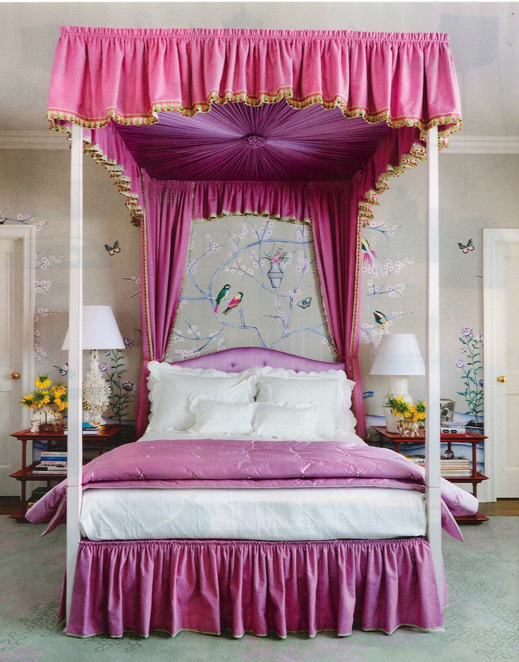 pink canopy bedroom teen