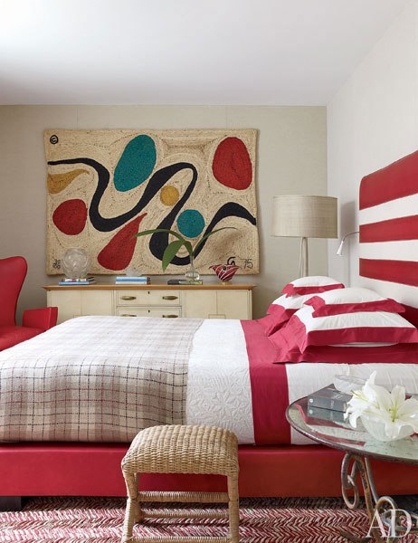 red white stripe modern bedroom