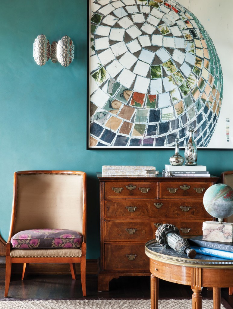 turquoise living room wall