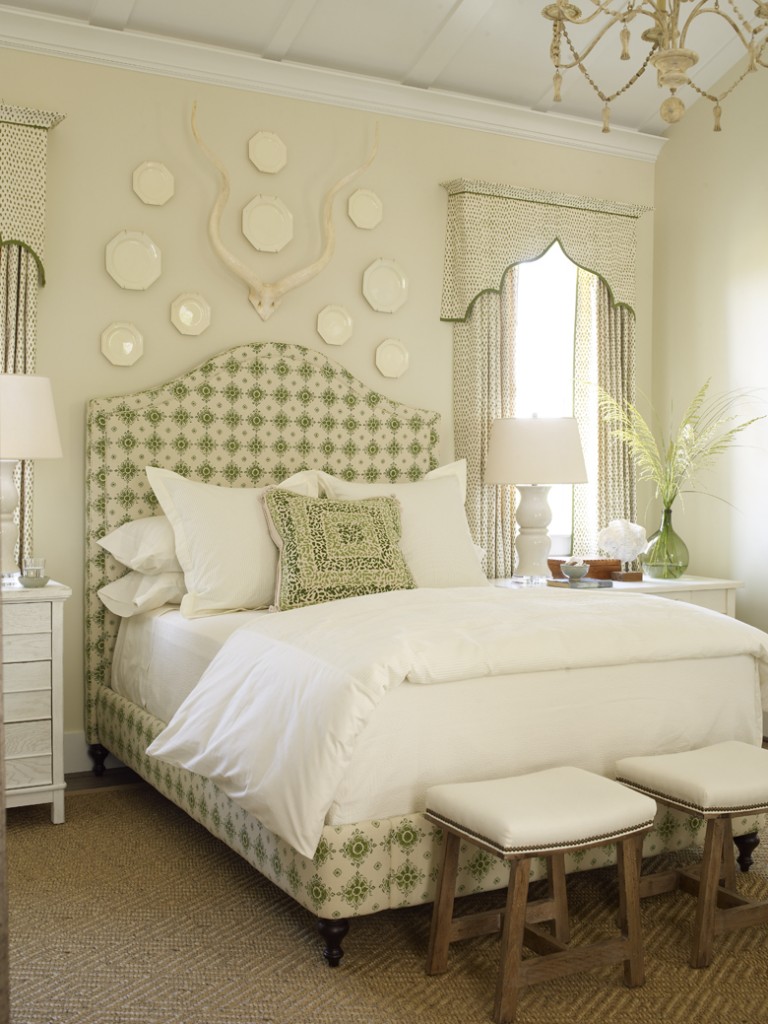 white green southern style bedroom