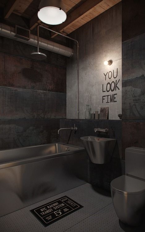 industrial masculine bathroom