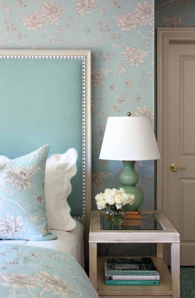 bedroom in duck egg blue