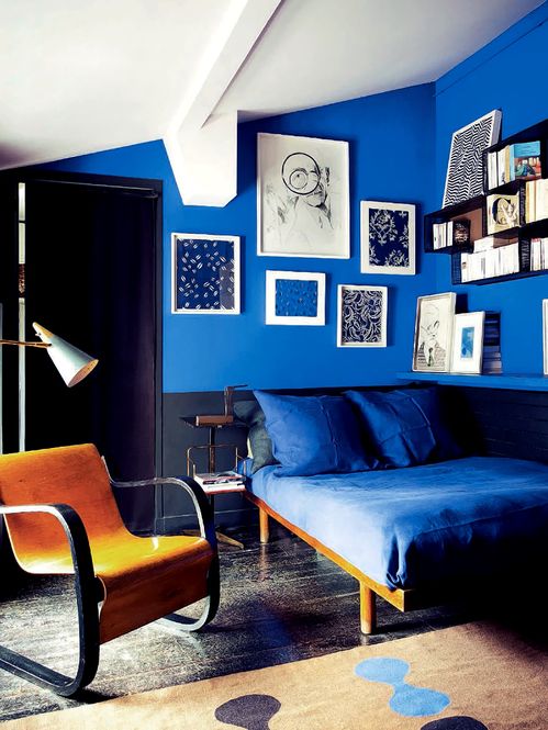 Royal Blue, Black and Modern - Interiors By Color