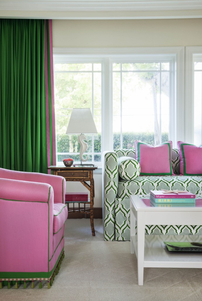 Bold Green and Pink Living