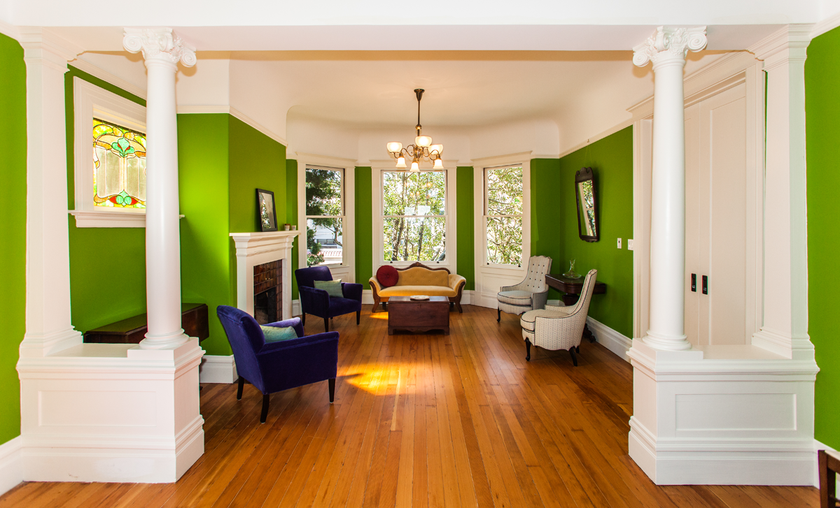 Lime Green And White Living Room