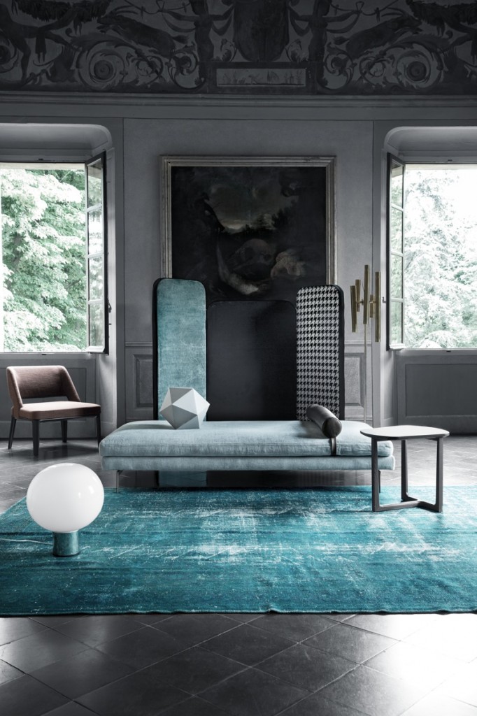 modern living blue rug
