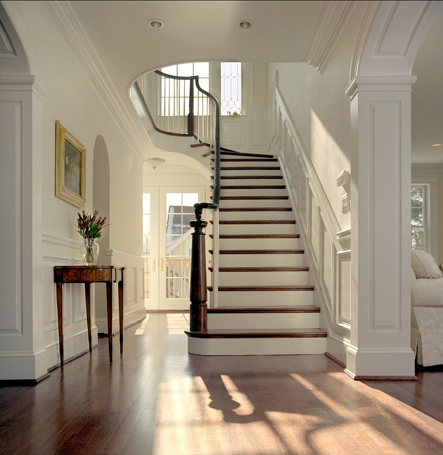 Benjamin Moore Linen White staircase
