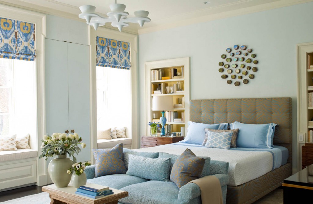Lower Fifth Townhouse light blue master bedroom
