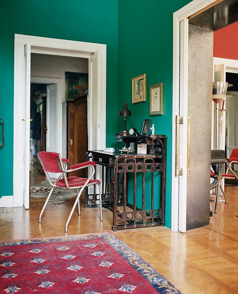 Red And Kelly Green Study Interiors By Color