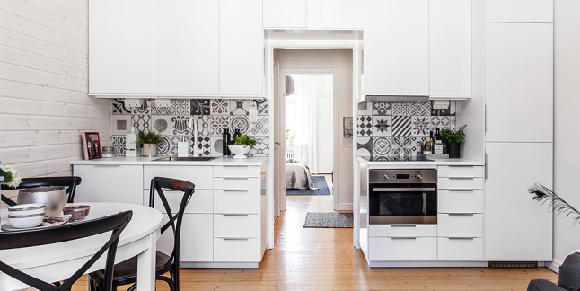 kitchen black and white cement tiles 1