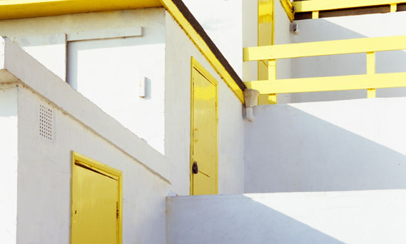 yellow doors white walls