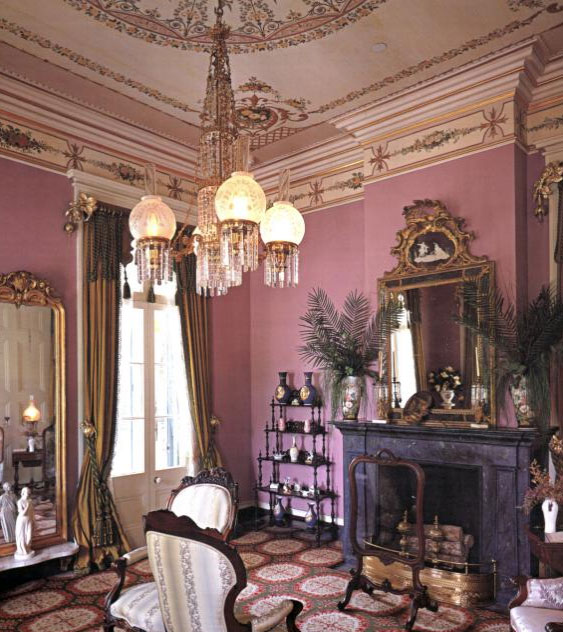 pink-gold-antique-living-room