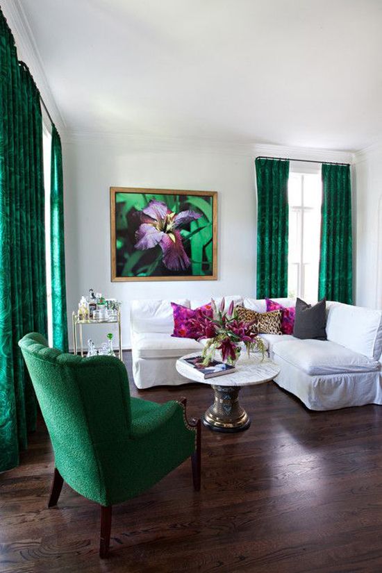 chic living in green and white