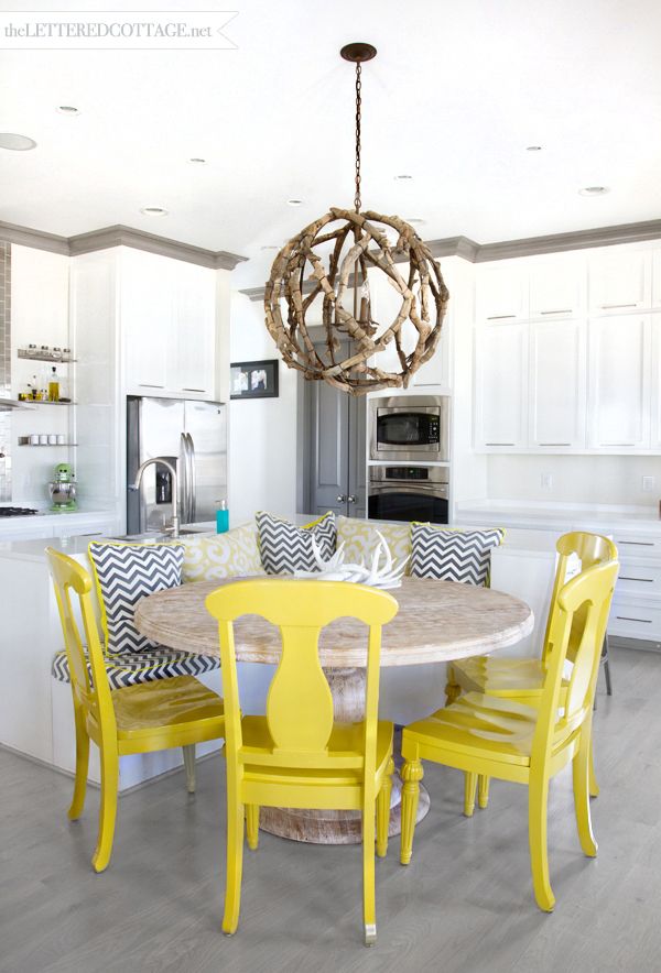 yellow painted dining chairs