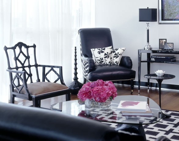 chic black contemporary with pink accents