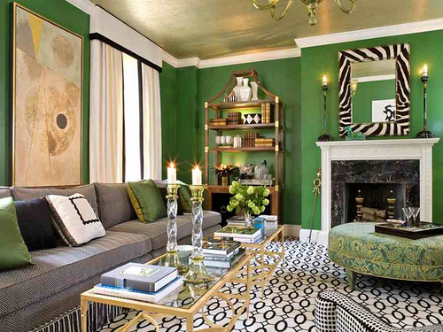 Traditional Living In Green Black White And Gold