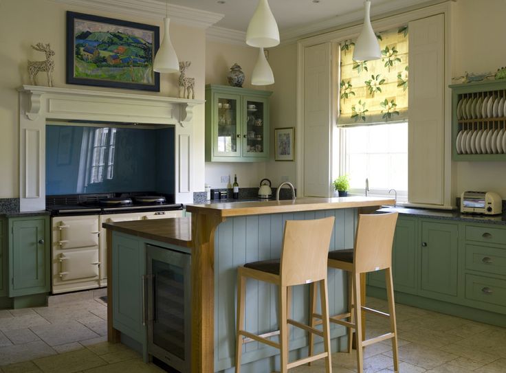 Traditional Kitchen in Breakfast Room Green and Dix Blue 1