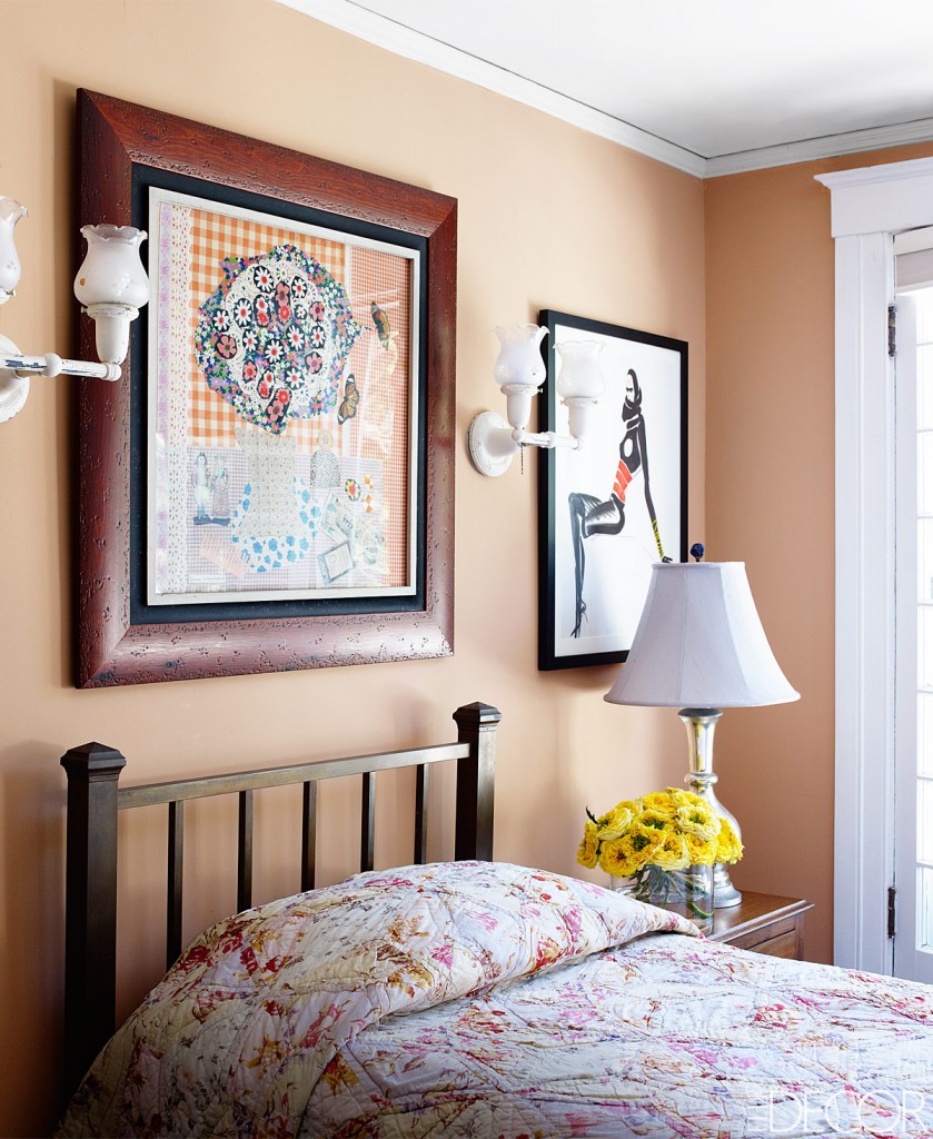 bedroom painted in Farrow & Ball's Dutch Pink.