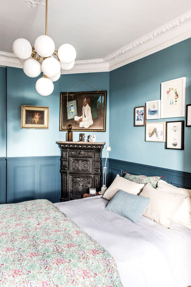 moody blue masculine bedroom