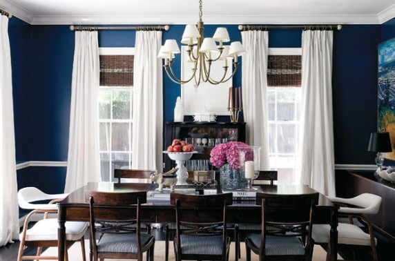 Benjamin Moore Champion Cobalt, great for bringing to life a Traditional dining room.