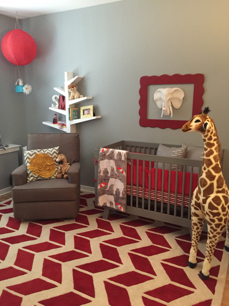 african themed red and gray baby nursery