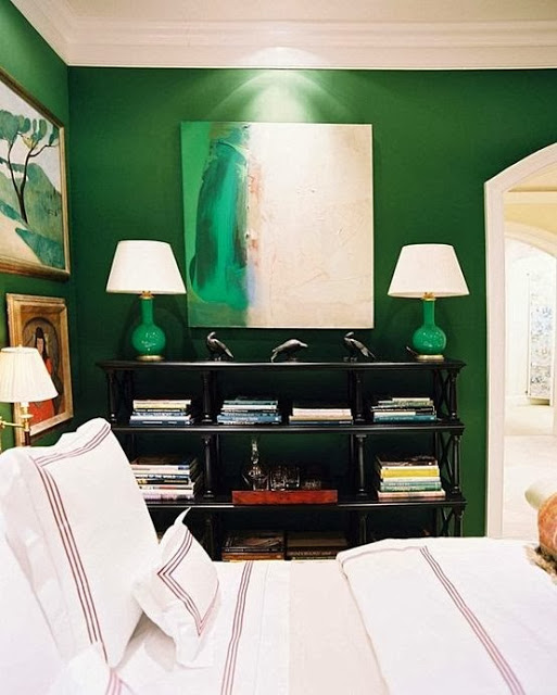 Amazing Emerald Green Bedroom by Miles Redd via Lonny Magazine
