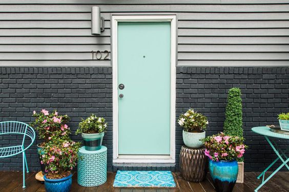 Door painted in Sherwin-Williams Aquatint