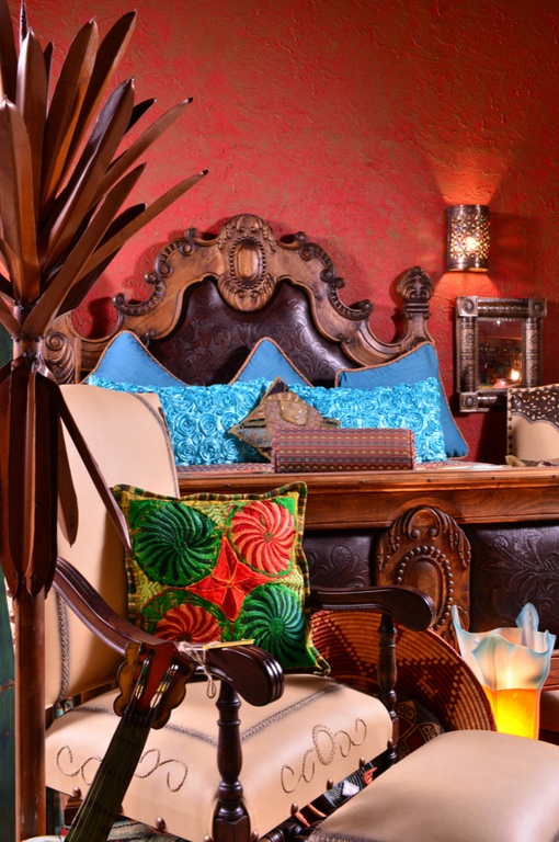 Eclectic Master Bedroom red walls