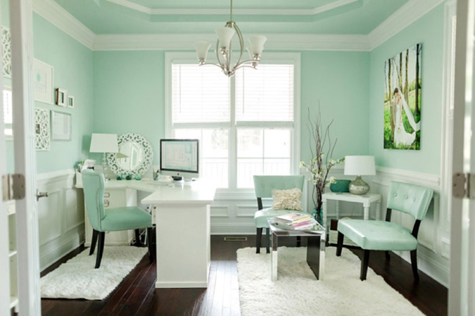 Sherwin Williams Waterscape painted home office