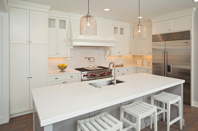 gray and white kitchen painted in Benjamin Moore