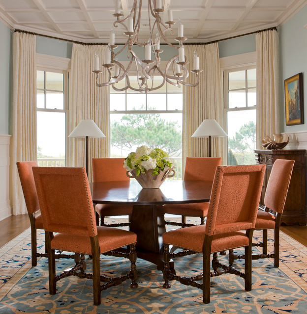 orange blue dining room Benjamin Moore's Sweet Bluette