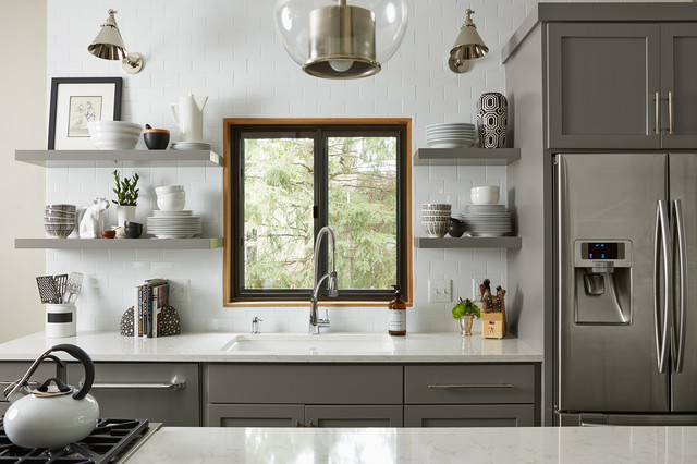 transitional-kitchen in gray
