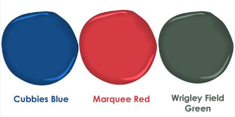 Cubbies Blue SC-60, Marquee Red SC-61 and Wrigley Field Green SC-62.