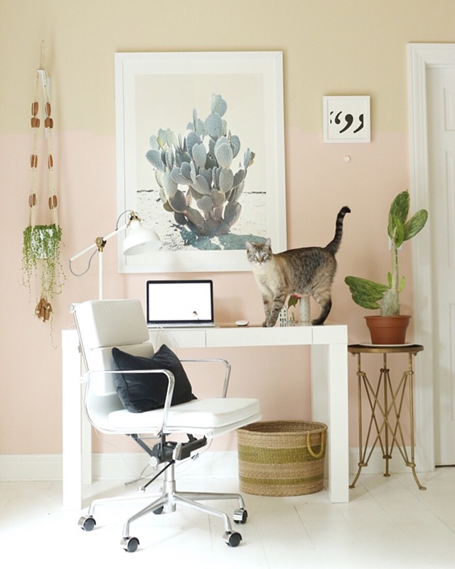 Home office Benjamin Moore Precocious 051 and Moccasin 1059
