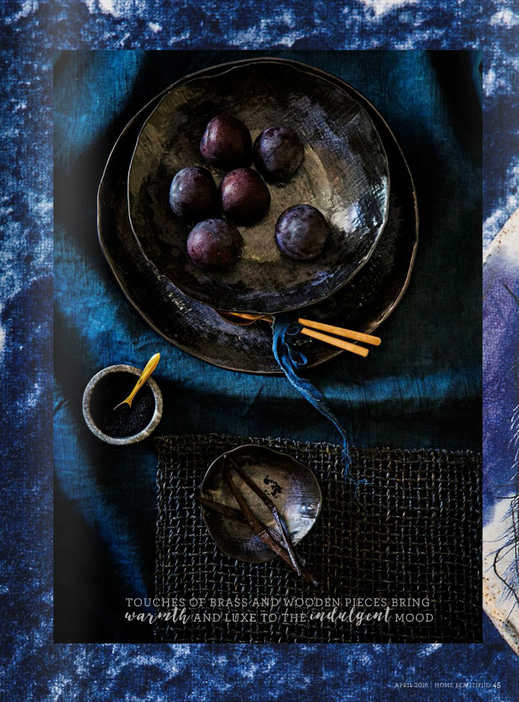 Rustic dark blue table setting