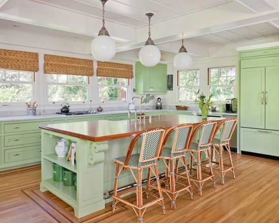 Green kitchen cabinets painted in Sherwin Williams Green Twill by Bay West Builders