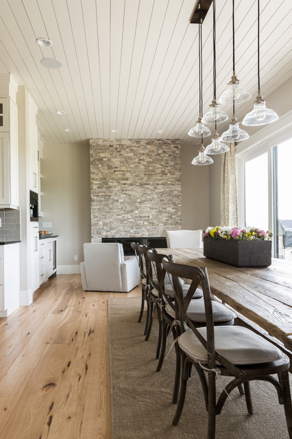 transitional gray dining room interior