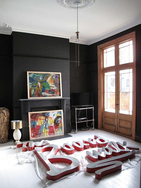 Farrow and Ball Pitch Black living room