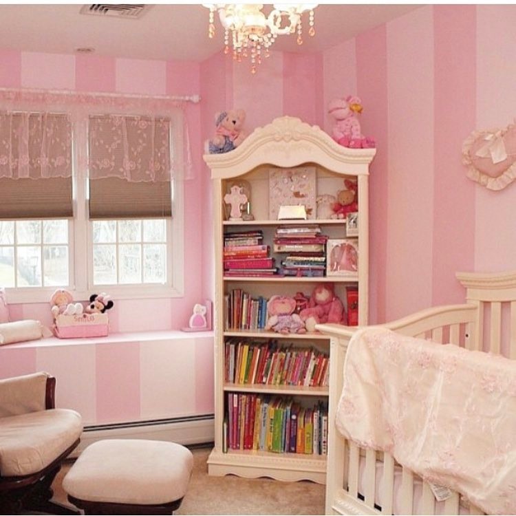 pink pinstripe nursery interior design ideas