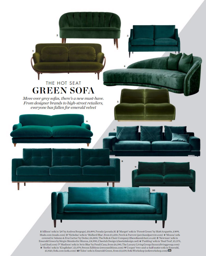 Emerald Sofa Interior Design Trend 2017
