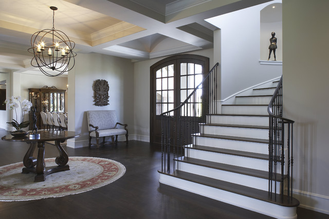 Benjamin Moore Gray Owl walls entrance foyer