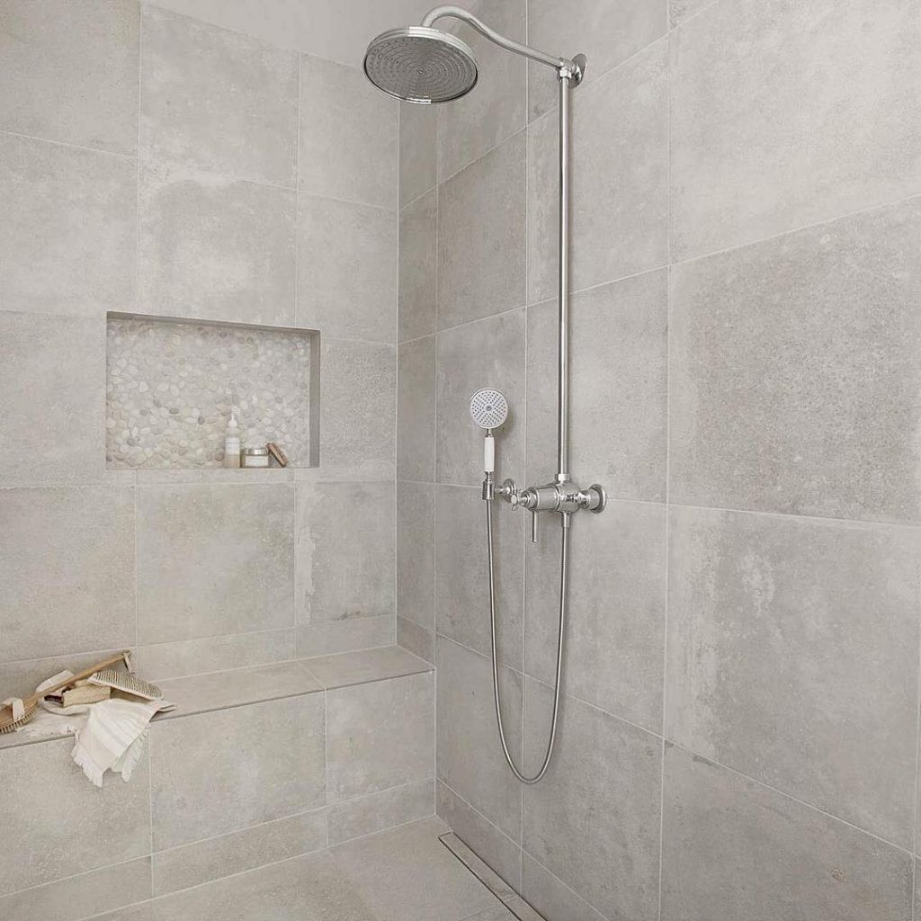 concrete tiles walls shower