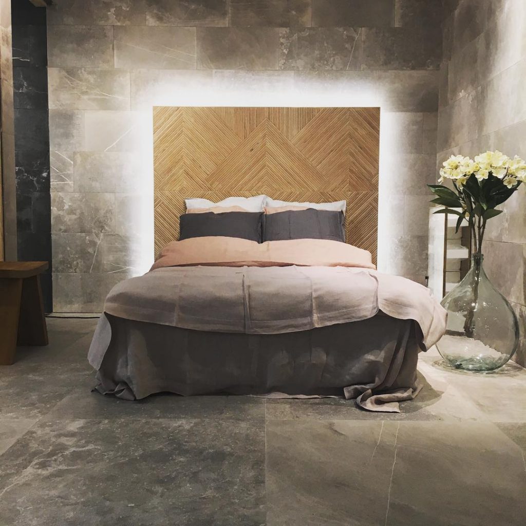 Concrete tiles in the bedroom interior design ideas