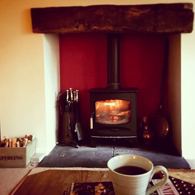 Farrow & Ball's Rectory Red Feature Wall Fireplace