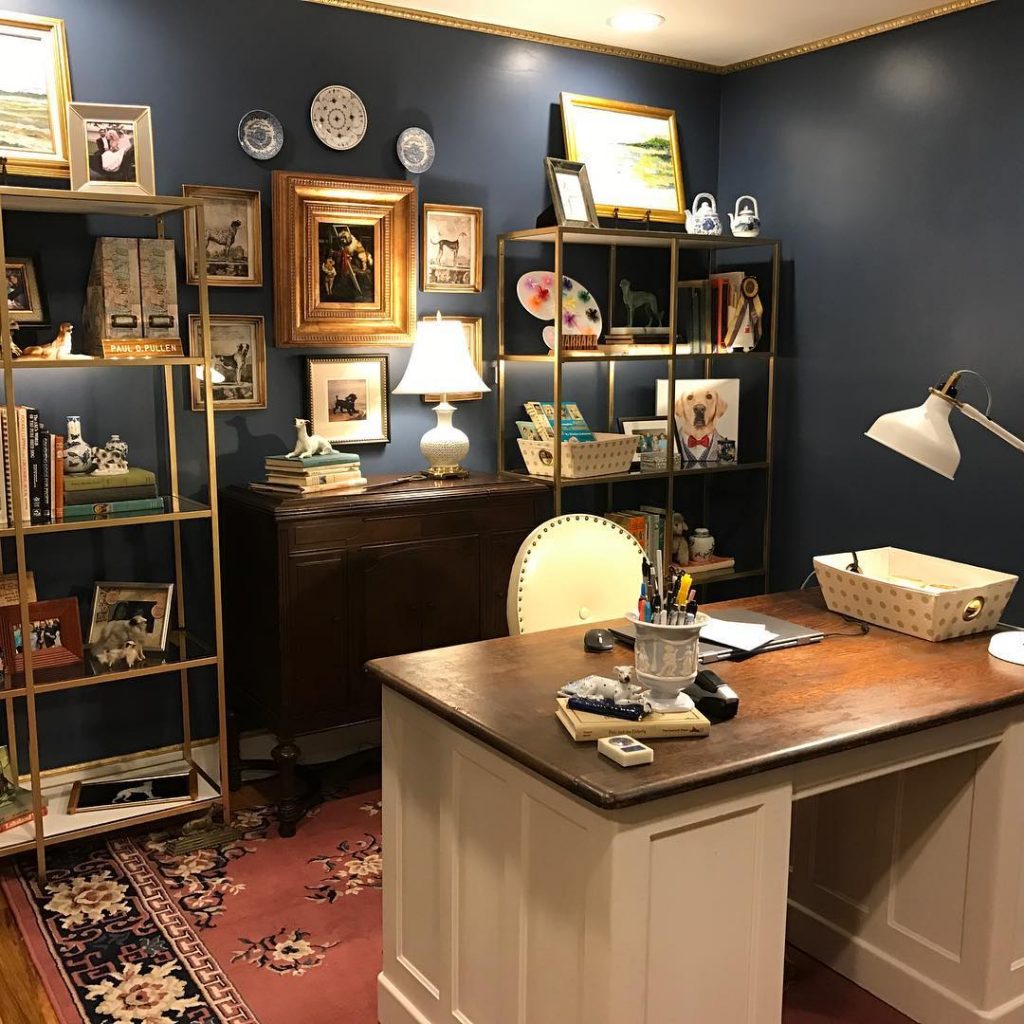 Benjamin Moore Van Deusen Blue Navy blue color scheme office walls